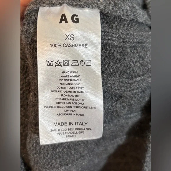 AG 100% Cashmere Cropped Cable Knit Sweater - Dark Gray (Size XS) - Picture 10 of 11